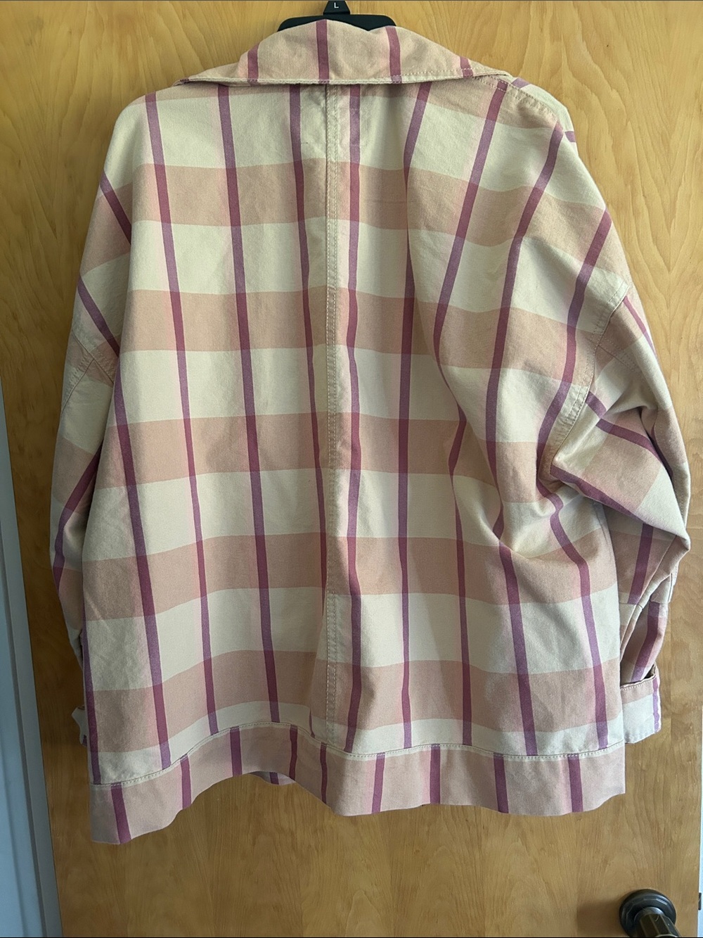 We The Free Cream and Pink Plaid Utility Zip Jacket - Picture 4 of 6